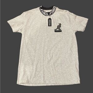 Men's Kangol Branded Collar Tee Shirt T-Shirt Light Heather Gray Size Small NWT